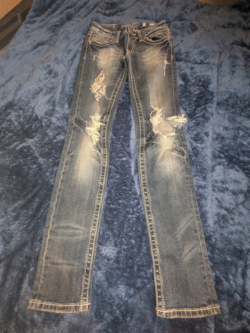 Miss Me Distressed Dark Blue Skinny Jeans